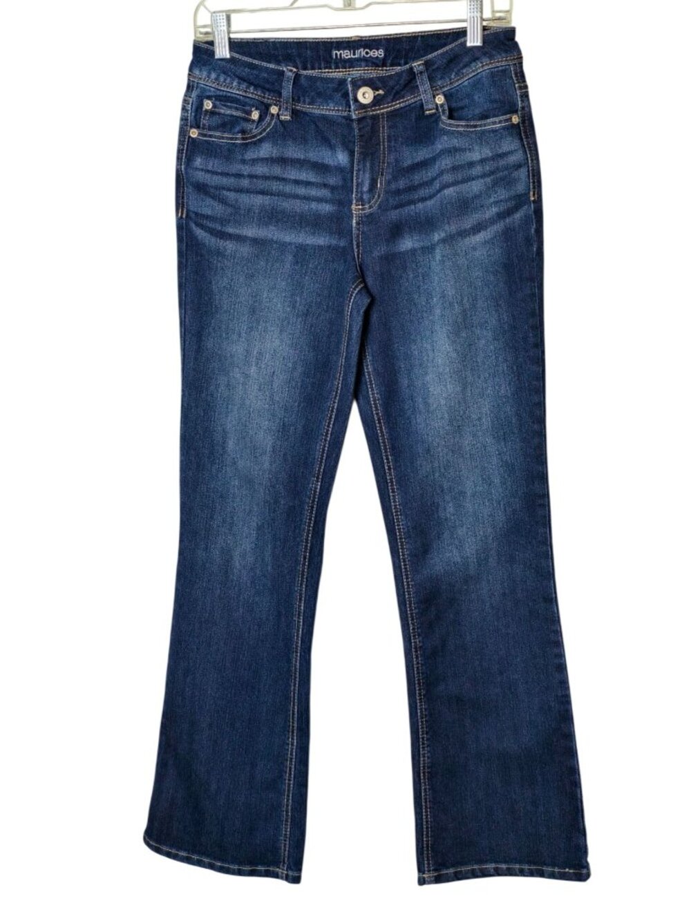 Maurices Womens 7/8 Short Flare Jeans Medium Wash Stretch Denim